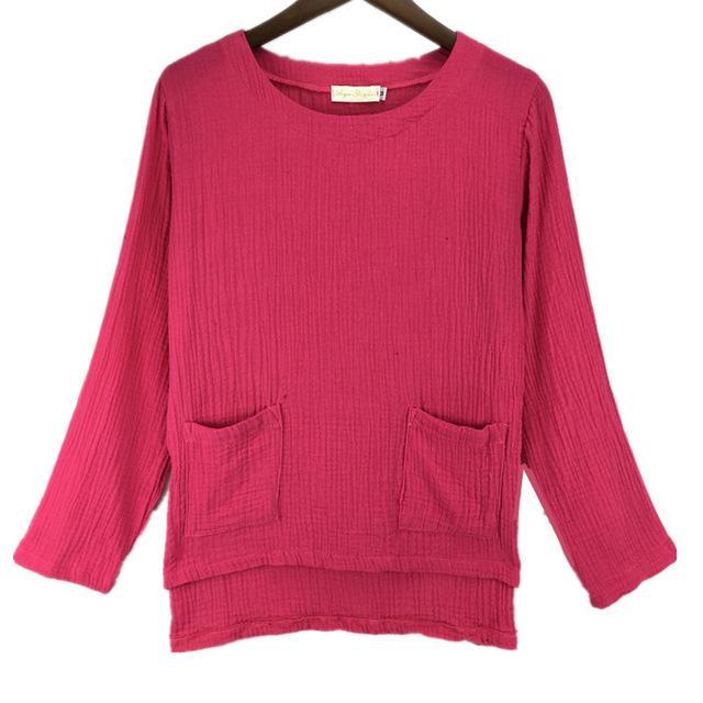 cambioprcaribe Tops Rose / S Zen Linen Shirts With Pockets  | Zen