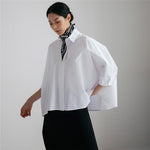 cambioprcaribe Tops white / S Oversized White Asymmetrical Shirt