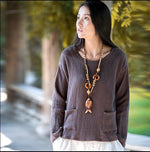 cambioprcaribe Tops Zen Linen Shirts With Pockets  | Zen