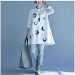 cambioprcaribe White and Blue / L Polka Dot Casual Oversized Blouse