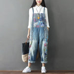 Wide Leg Floral Denim 90S Overall