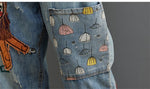 cambioprcaribe Women's Jeans Cartoon Embroidered Patchwork Vintage Jeans