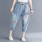 Vintage Cartoon Embroidered Boyfriend Jeans