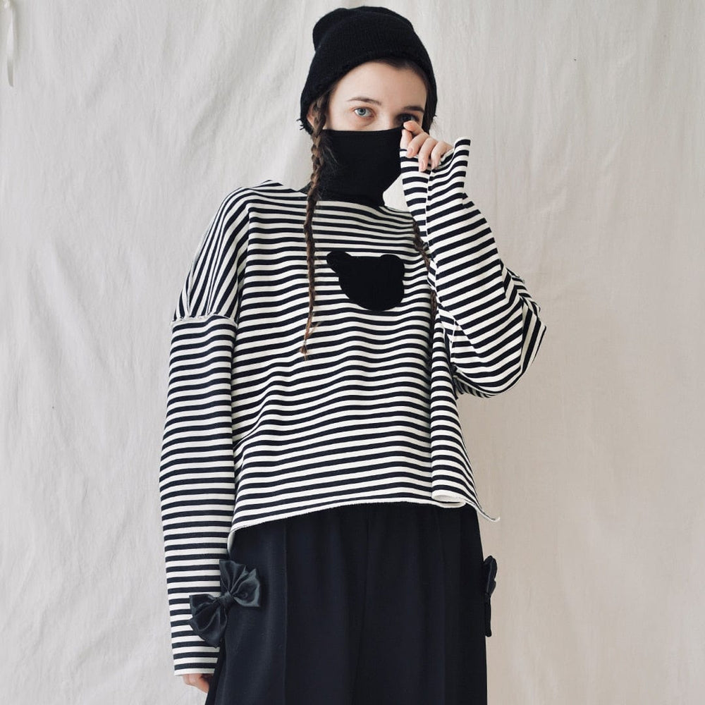Black and White Striped Sweatshirt