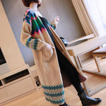 Colorful Long Sleeve Knitted Cardigan Sweater