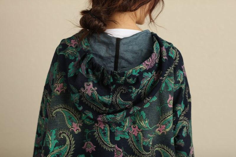 cambioprcaribe Women's Sweaters Paisley Roses Hooded Sweater Vest