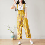 cambioprcaribe yellow / One Size Floral Exotic Loose Denim Overall