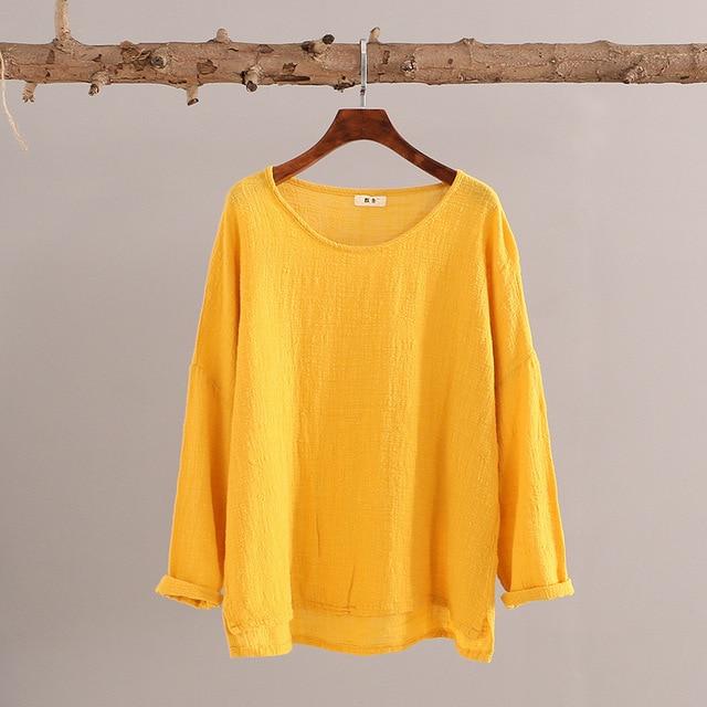 cambioprcaribe Yellow / One Size Sweet Mantra Cotton & Linen Long Sleeve Shirt