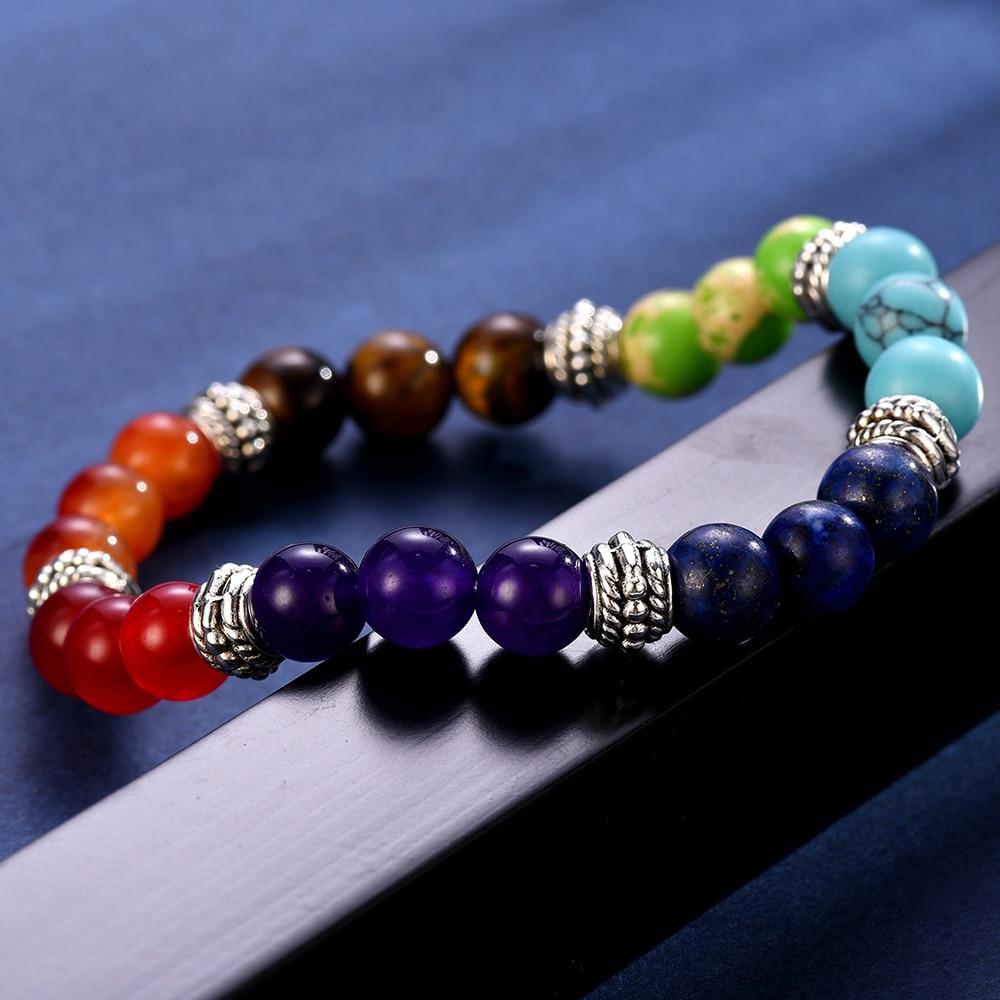 cambioprcaribe 100% Natural Chakra Stone Beads Bracelet
