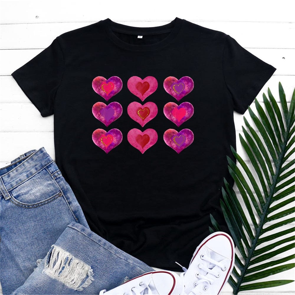 9 Hearts Printed Cotton T-Shirt