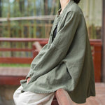 cambioprcaribe Army Green / One Size Ramie Button Up Cardigan