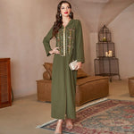 cambioprcaribe Army Green / S Dinar Beaded Kaftan Dress | Mandala