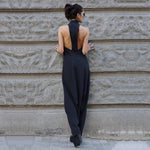 Backless Low Crotch Solid  Jumpsuit