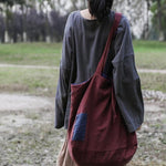 Oversized Patchwork Linen Bag | Lotus