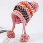 cambioprcaribe Beanie Hats Pink Pompom Colorful Beanie Hat