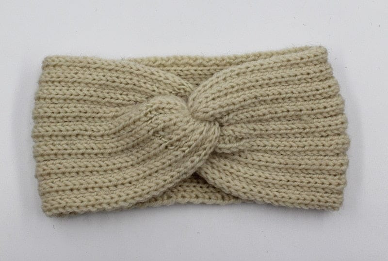 cambioprcaribe Beige Ear Knitted Knot Headband