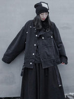 cambioprcaribe Jackets Black / L Steampunk Oversized Denim Shirt