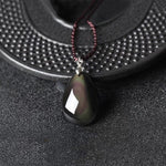 Natural Black Obsidian Pendant Necklace
