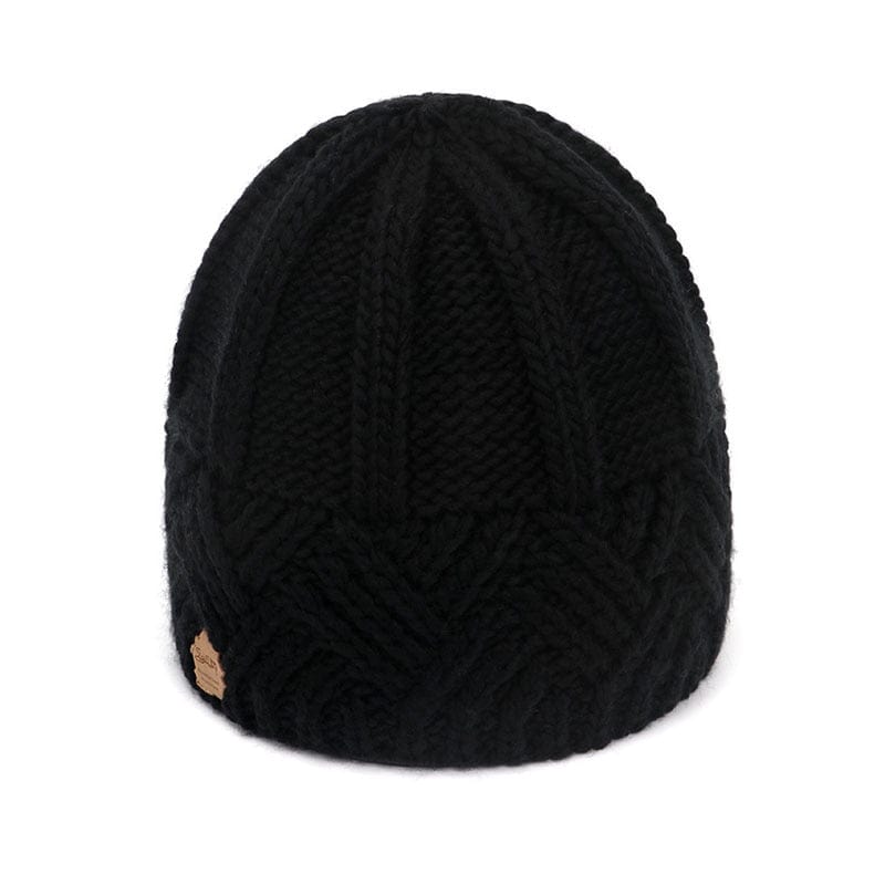 cambioprcaribe Black Retro Knitted Beanie Hat