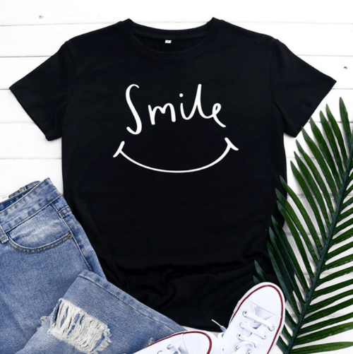 Smily Face O Neck T-Shirt