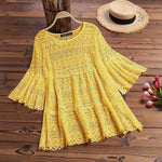 cambioprcaribe Blouse Bohemian Summer Lace Crochet Blouse