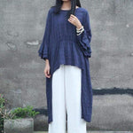 cambioprcaribe Blue / One Size Arthemis Asymmetrical Cotton Linen Shirt