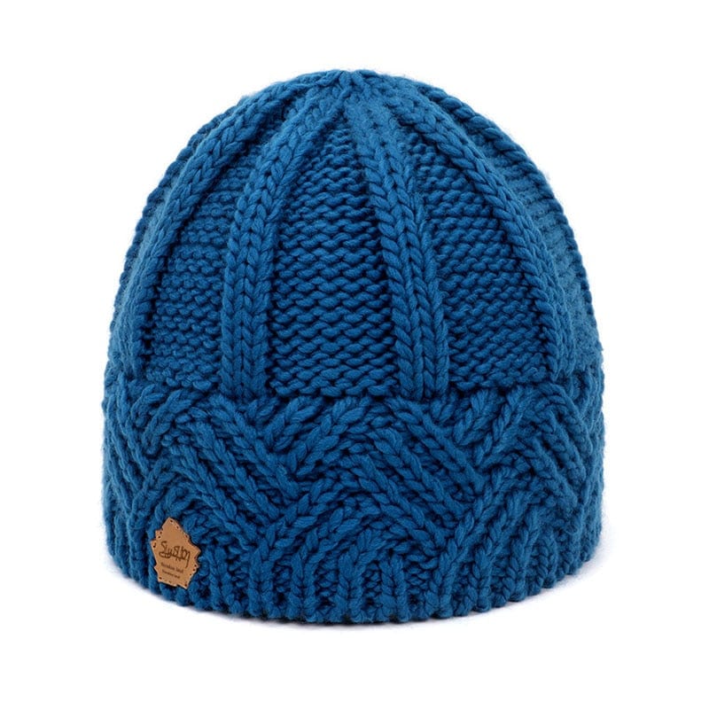 cambioprcaribe Blue Retro Knitted Beanie Hat
