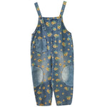 cambioprcaribe Blue / XXL Sunflower Printed Denim Overall