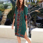 Bohemian 3/4 Sleeve Printed Dress