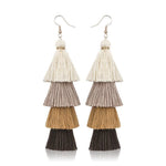 cambioprcaribe Brown Multilayer Bohemian Tassel Earrings