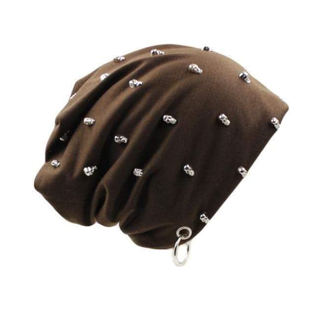 Skulls and Bones Studded Beanie Hat