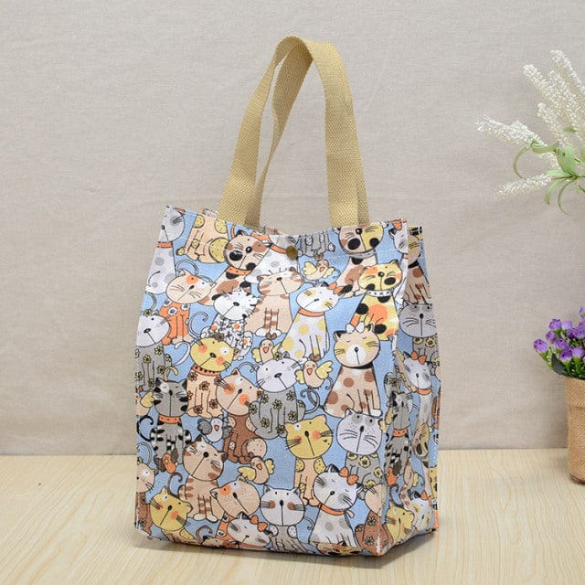 cambioprcaribe Cartoon Cats Funky Printed Canvas Shopper Tote