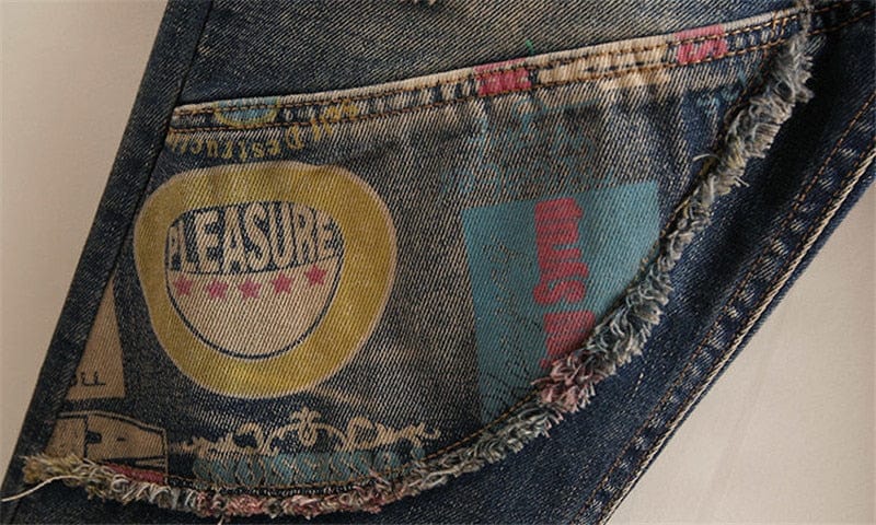 cambioprcaribe Cartoon Embroidery Retro Denim Jeans