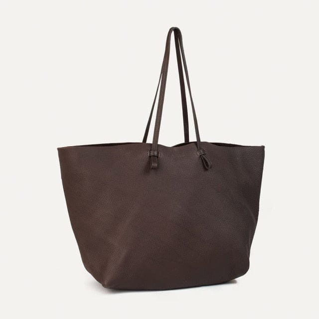 cambioprcaribe Coffee / about 45cm-8cm-35cm Large Capacity Handmade Leather Tote