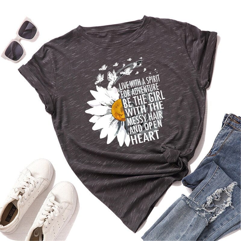 Daisy Printed O Neck Tee