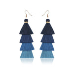 cambioprcaribe Dark Blue Multilayer Bohemian Tassel Earrings