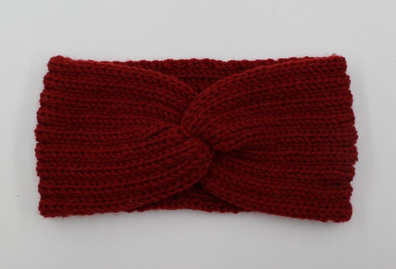 cambioprcaribe Dark Red Ear Knitted Knot Headband