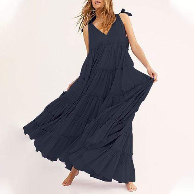 cambioprcaribe Dress Dark Blue / XXL Scarlett Bohemian Ruffle Dress