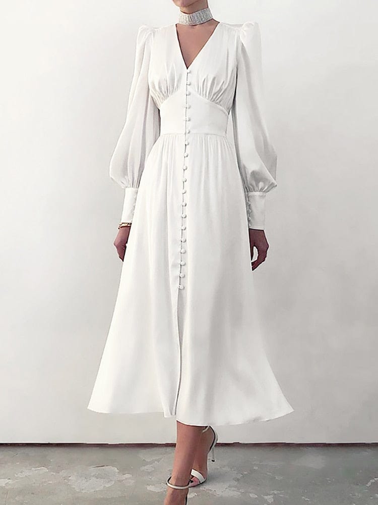 cambioprcaribe Dress White / XS Maliyah Elegant Midi Dress