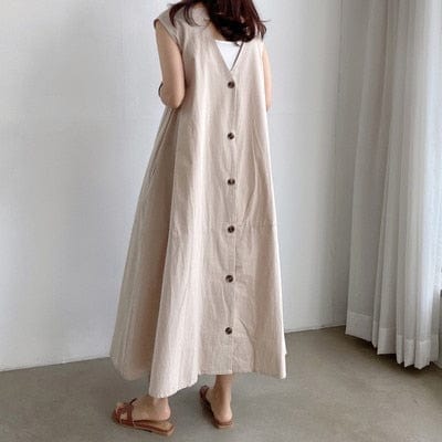 Leila Back Buttons Midi Dress