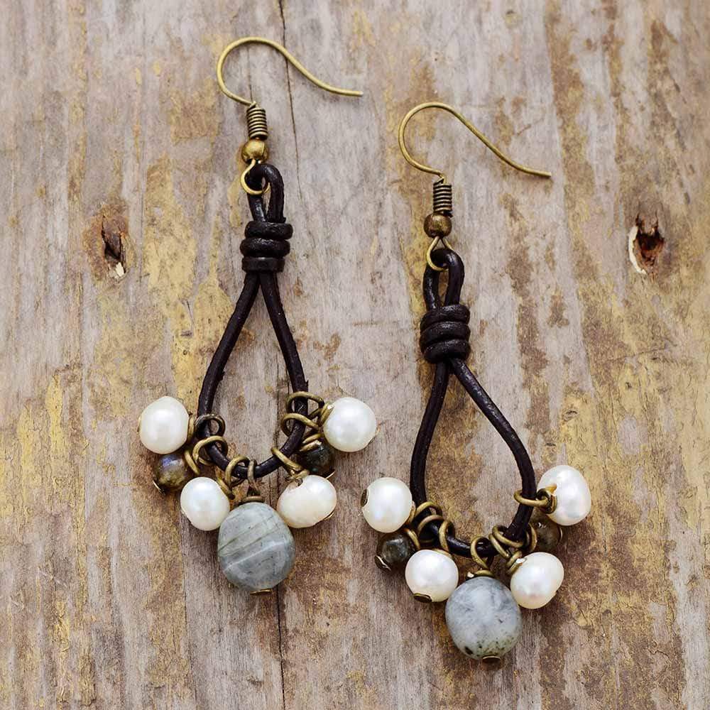 Handmade Pearls & Labradorite Earrings
