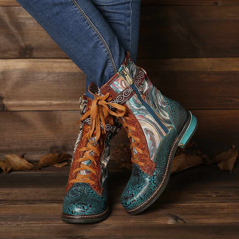 Hippie Style Embossed Boots