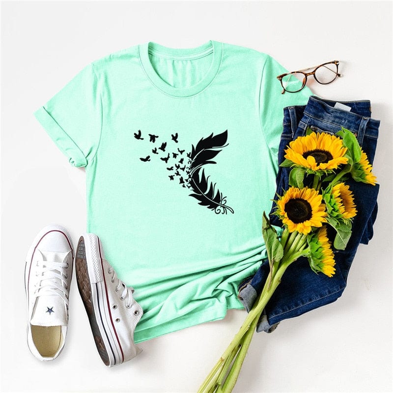 Feather & Birds O-Neck Tee