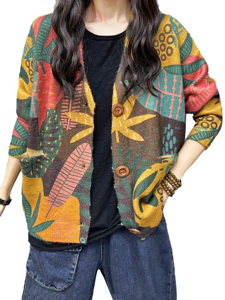 cambioprcaribe Floral Knitwear Printed Cardigan