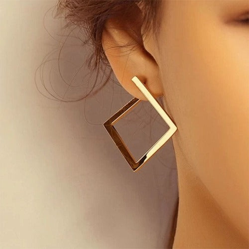 cambioprcaribe Gold Minimalist Square Stud Earrings