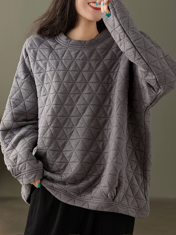 cambioprcaribe Gray / One Size / China Cozy Padded O Neck Sweatshirt
