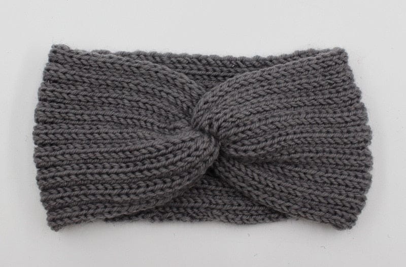 cambioprcaribe Grey Ear Knitted Knot Headband