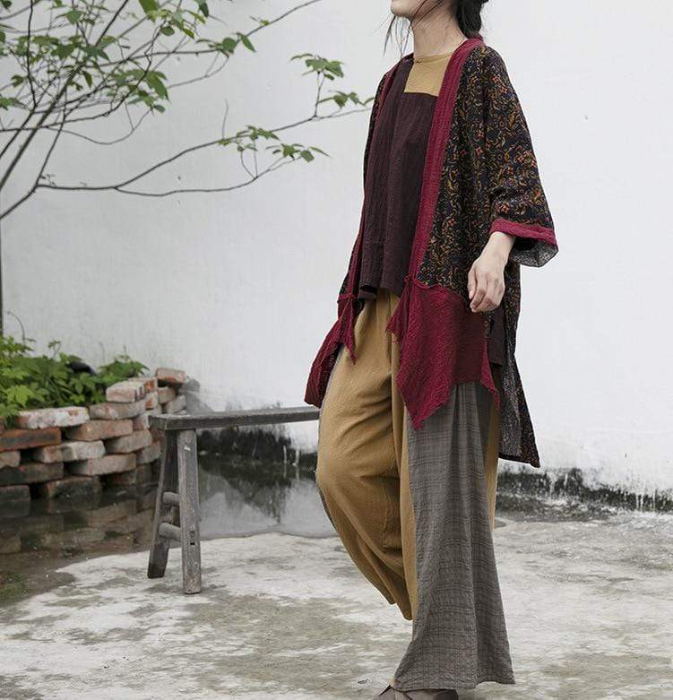 Loose Patchwork Cotton Linen Pants | Lotus