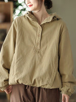 cambioprcaribe Khaki / One Size Everest Loose Hooded Jacket