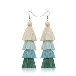 cambioprcaribe Light green Multilayer Bohemian Tassel Earrings